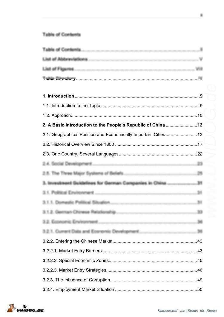 ba thesis table of contents